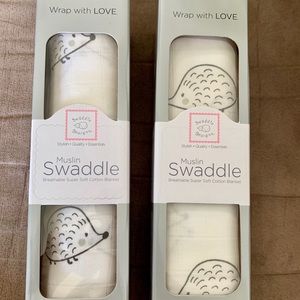 2 Hedgehog Muslin Swaddles